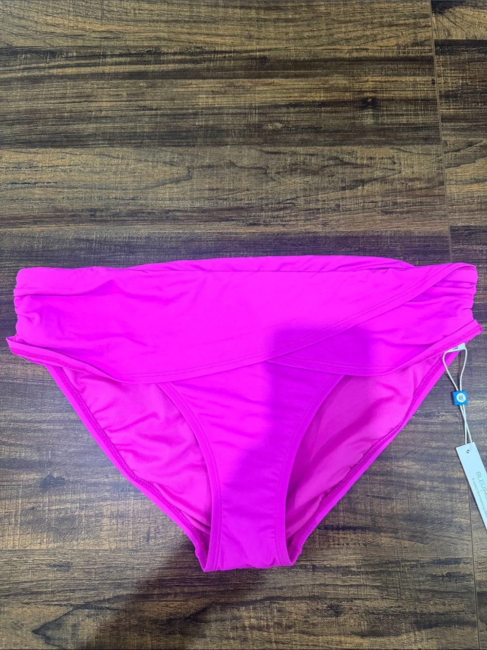 Fold-Over High-Rise Bikini Bottom in Vibrant Fuchsia Pink
